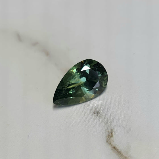 3.25ct Dark Green Pear Cut Australian Sapphire