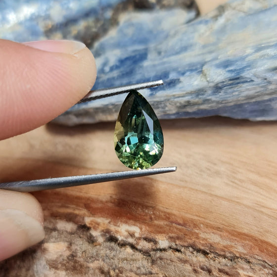 3.25ct Dark Green Pear Cut Australian Sapphire