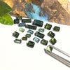 This parcel of 22 pieces of natural unheated tourmaline ranges from mid green to darker green. They are all eye clean and assorted size baguette cut.