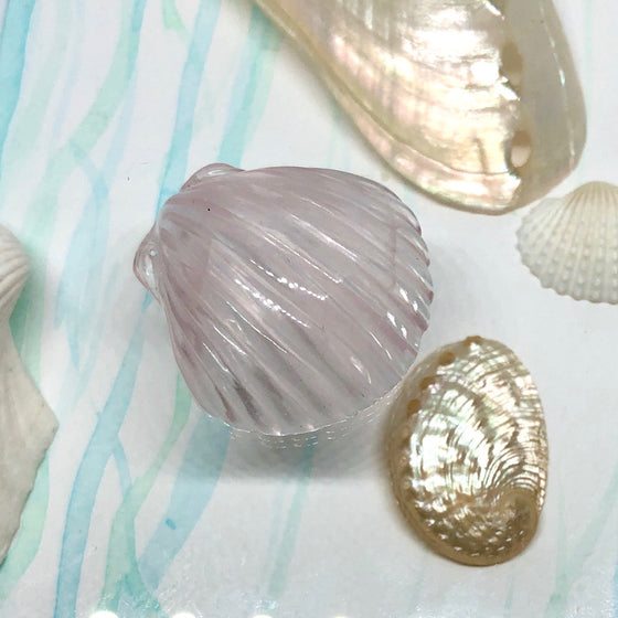  rose quartz sea shell carving 