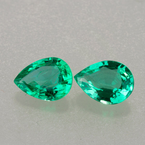 1.95ct Pear Cut Colombian Crystal Quality Emerald Pair