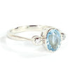 Oval Aquamarine and  Diamond 14k White  Gold Ring