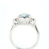 9x7 Oval Aquamarine and  Diamond 14k White  Gold Ring