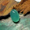 This natural 4.2ct cabochon of chrysoprase was mined in Queensland Australia. The piece is pale apple green with great luminosity.