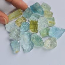  These parcels are a mix of natural, unheated aquamarine, helidor, green beryl and goshenite from Nigeria.  Pieces range in size from approximately 5mm-20mm
