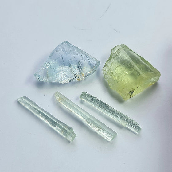 81.93ct TW Aquamarine & Heliodor Rough Crystal/Shard Set