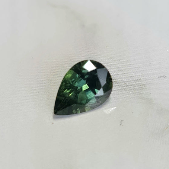 1.58ct Dark Green Pear Cut Australian Sapphire