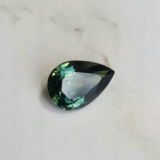 1.51ct Dark Blue Green Pear Cut Australian Sapphire