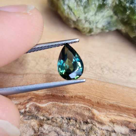 1.51ct Dark Blue Green Pear Cut Australian Sapphire