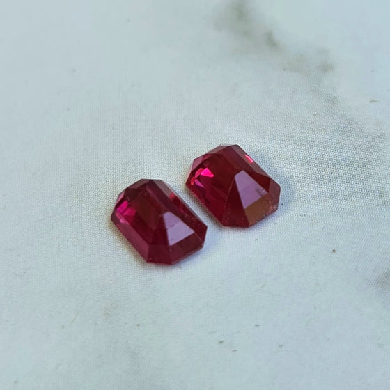 1.34ct TW Emerald Cut Ruby Pair