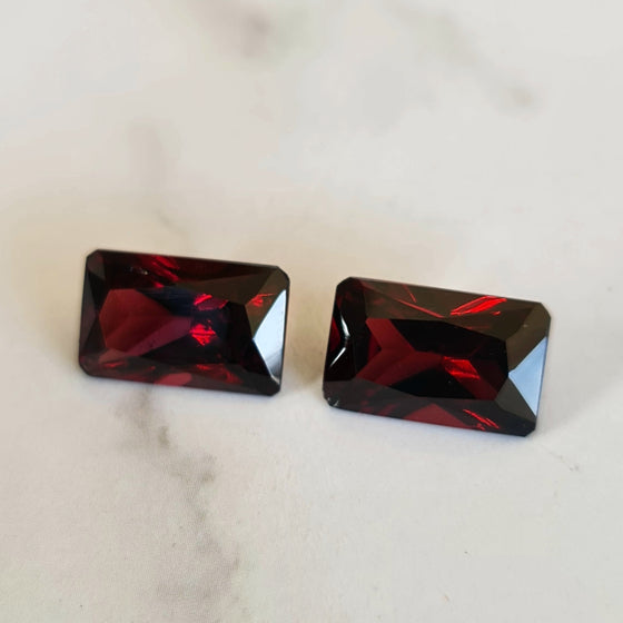 12.46ct TW Emerald Cut Red Garnet Pair