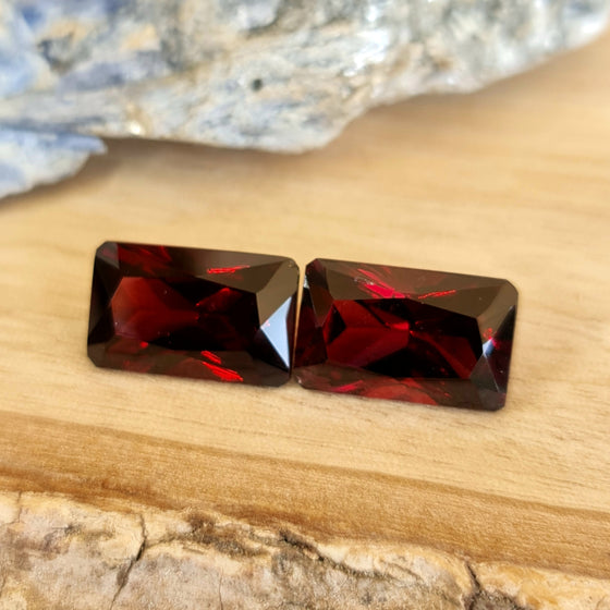 12.46ct TW Emerald Cut Red Garnet Pair