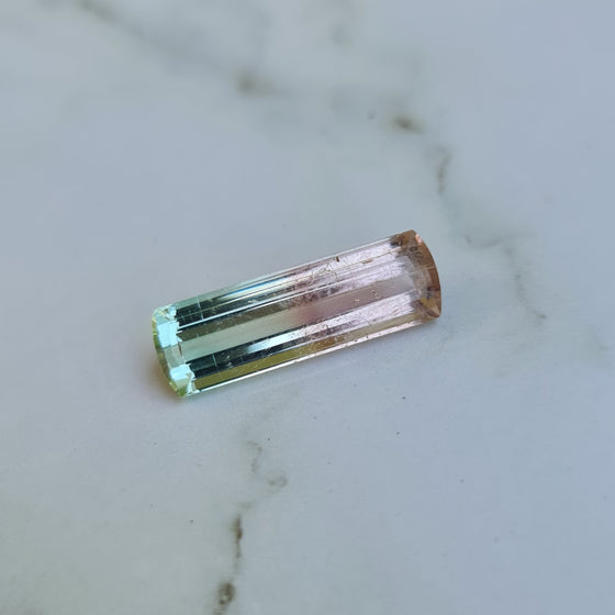 6.94ct Pink Green Bi Colour Baguette Cut Tourmaline