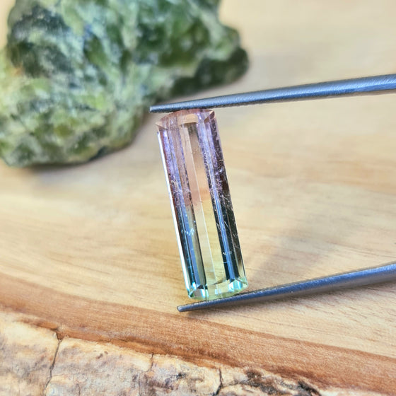 6.94ct Pink Green Bi Colour Baguette Cut Tourmaline