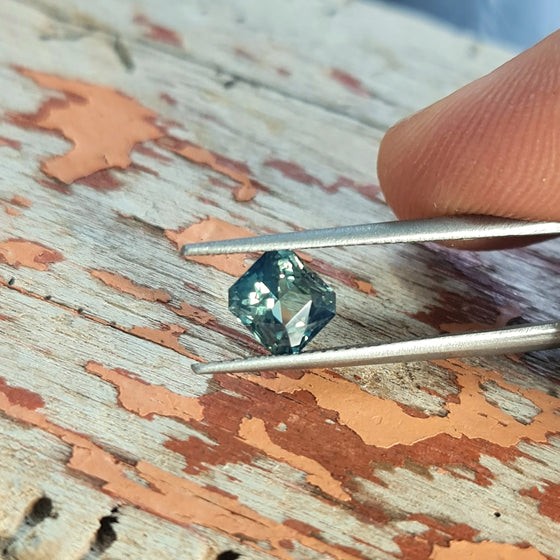 1.35ct Teal Blue Green Unheated Sissor Cut Sapphire