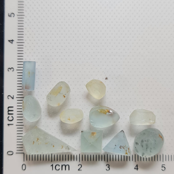 Preformed 35.5ct Aquamarine and Mixed Beryl Parcel with Inclusions