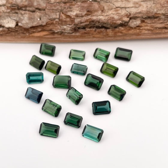 This parcel of 20 natural unheated tourmaline are mid to dark green. They are all eye clean and similar size and shape.