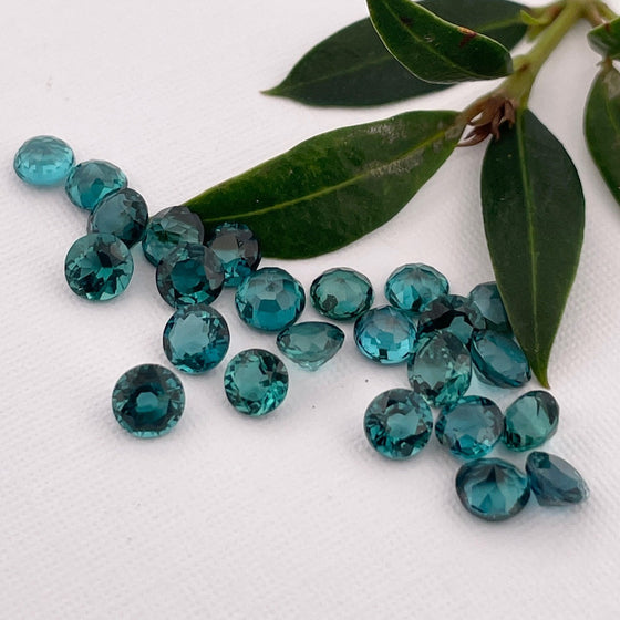 This parcel of 24 pieces of natural unheated tourmaline ranges from mid to darker teal blue. They are all eye clean. Responsibly sourced Tourmaline.