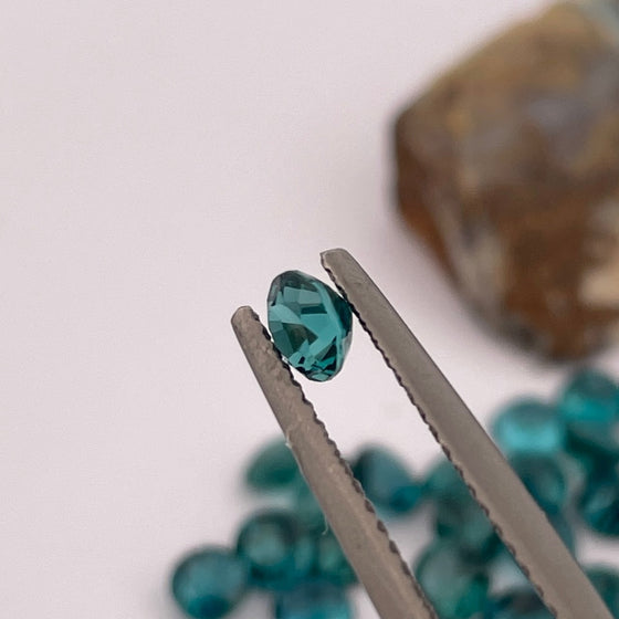 This parcel of 24 pieces of natural unheated tourmaline ranges from mid to darker teal blue. They are all eye clean. Responsibly sourced Tourmaline.