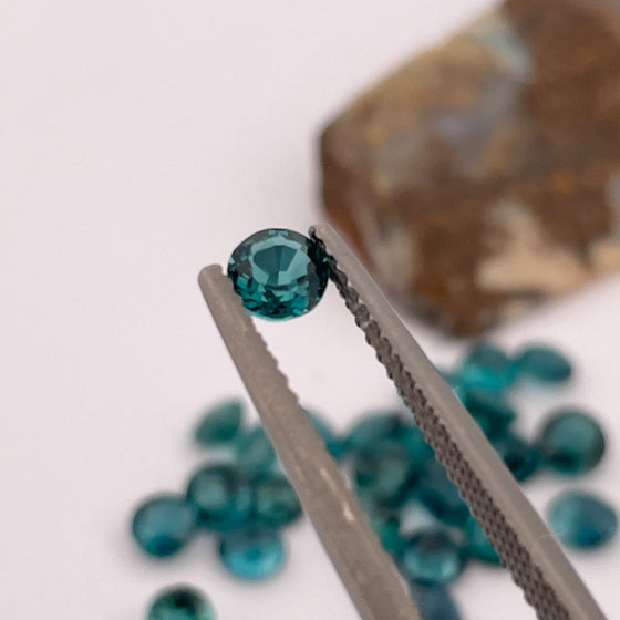 This parcel of 24 pieces of natural unheated tourmaline ranges from mid to darker teal blue. They are all eye clean. Responsibly sourced Tourmaline.