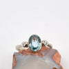 Oval Aquamarine and  Diamond 14k White  Gold Ring