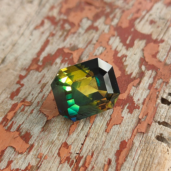 21.46ct Unheated Emerald Cut Parti Sapphire