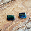 This parcel of 2 natural unheated tourmaline are mid to dark blue/teal, one stone is slightly darker than the other.  They are close but not exactly the same size and shape as one stone has a longer keel.