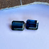 This parcel of 2 natural unheated tourmaline are mid to dark blue/teal, one stone is slightly darker than the other.  They are close but not exactly the same size and shape as one stone has a longer keel.