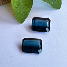  This parcel of 2 natural unheated tourmaline are mid to dark blue/teal, one stone is slightly darker than the other.  They are close but not exactly the same size and shape as one stone has a longer keel.