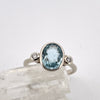 9x7 Oval Aquamarine and  Diamond 14k White  Gold Ring