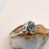 9x7 Oval Aquamarine and  Diamond 14k White  Gold Ring