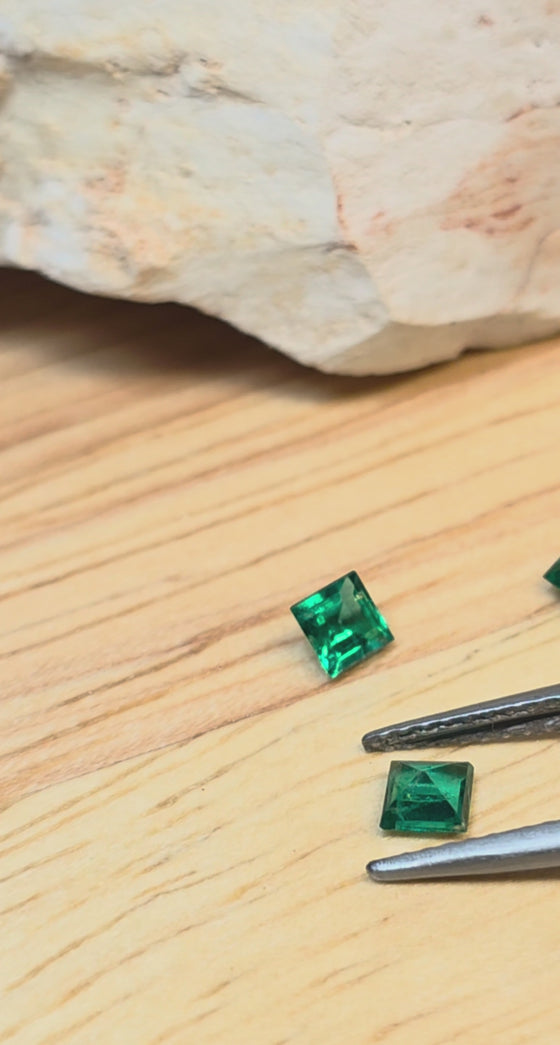 0.33ct TW Square Cut Colombian Emerald Parcel