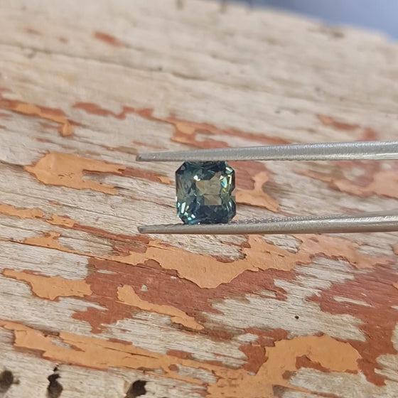 1.35ct Teal Blue Green Unheated Sissor Cut Sapphire
