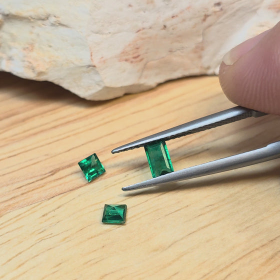 0.60ct TW Square & Baguette Cut Colombian Emerald Parcel