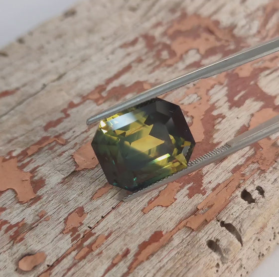 21.46ct Unheated Emerald Cut Parti Sapphire