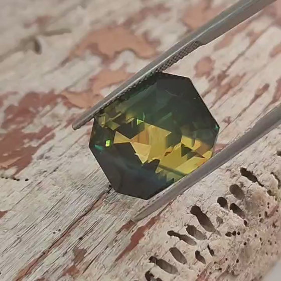 21.46ct Unheated Emerald Cut Parti Sapphire