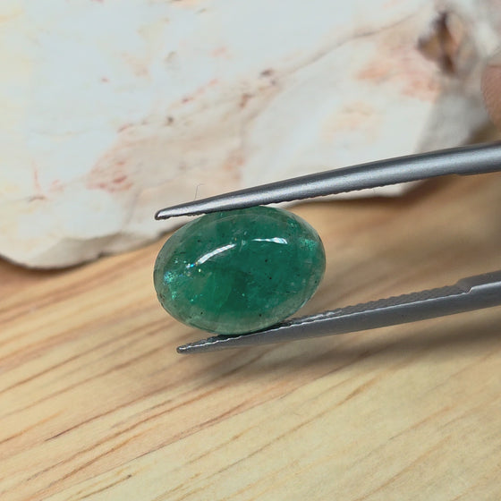 3.59ct Oval Cabochon Cut Madagascar Emerald