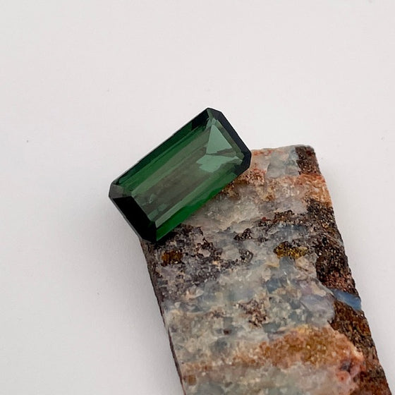 1.44ct Dark Green Tourmaline Emerald Cut Faceted Gemstone