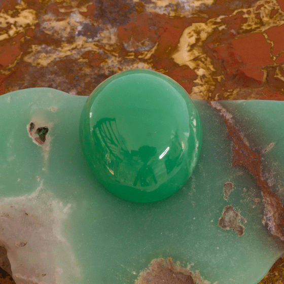 Lovely luminescent green chrysoprase cabochon cut loose gemstone, Australian chrysoprase is a responsibly sourced gemstone,