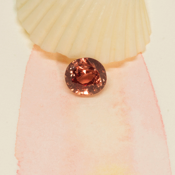 Oval cut 1.18ct, clean dark pink peach  faceted stone