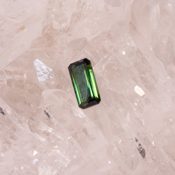 1.44ct Dark Green Tourmaline Emerald Cut Faceted Gemstone