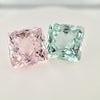 13.74ct TW Morganite and Green Beryl Square Cut Pair