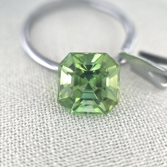 3.87ct Light Green Tourmaline Square Emerald Cut