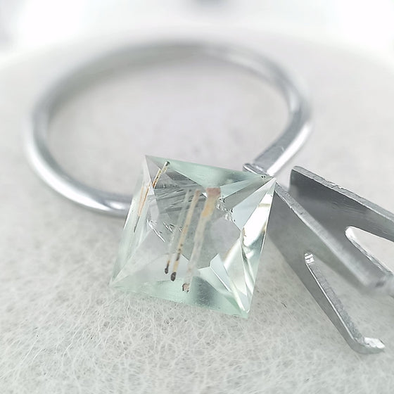 2.10ct Pale Blue Aquamarine Mixed Square Cut with Crystalline Inclusions