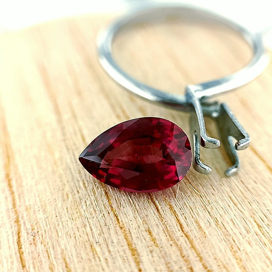 2.10ct Purple Mauve Garnet Pear Cut