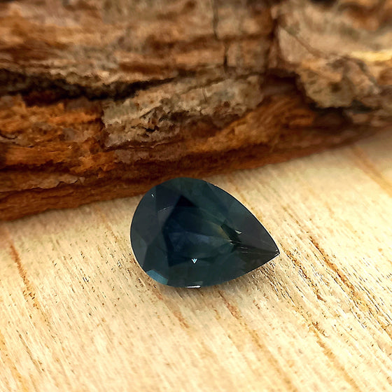 1.03ct Dark Teal Blue Sapphire Pear Cut