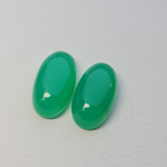31.4ct TW QLD Chrysoprase Oval Cut Matched Pair
