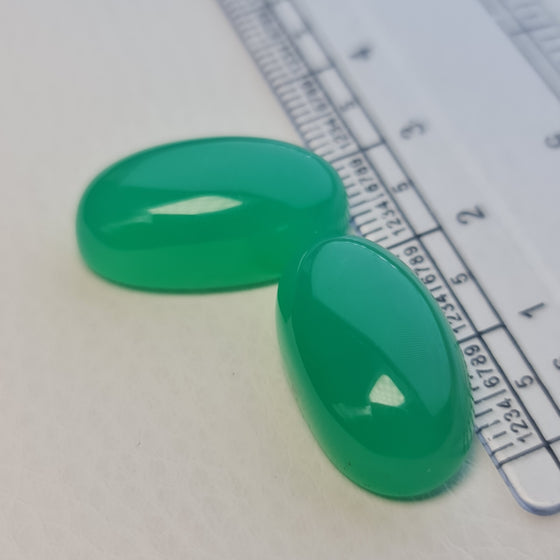 31.4ct TW QLD Chrysoprase Oval Cut Matched Pair