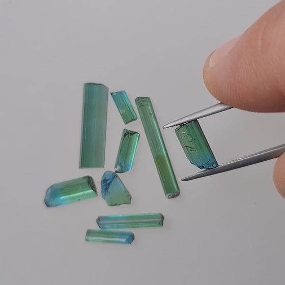 9.3ct Blue + Green/Bi-Colour Tourmaline Rods Rough