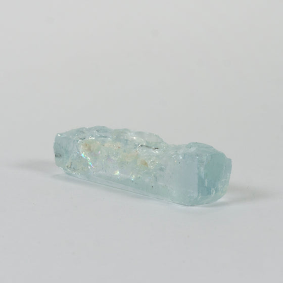 11.46ct Bespoke Rectangular Rough Cut Aquamarine, beautiful aquamarine gemstone in pale sea green, bespoke cutting, responsible sourcing in Mozambique